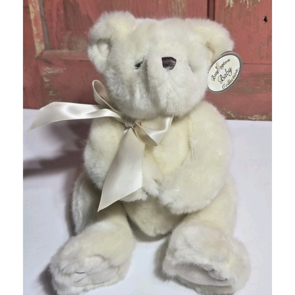 BEARINGTON BABY Collection Teddy Bear Plush Stuffed 9" Animal w/tag‎ Ivory Bow